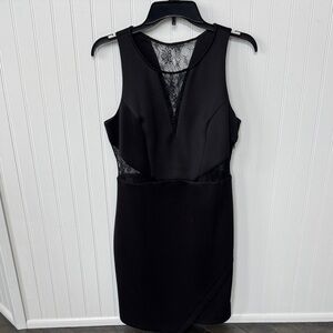 Guess Black Lace-Inset Sleeveless Mini Dress